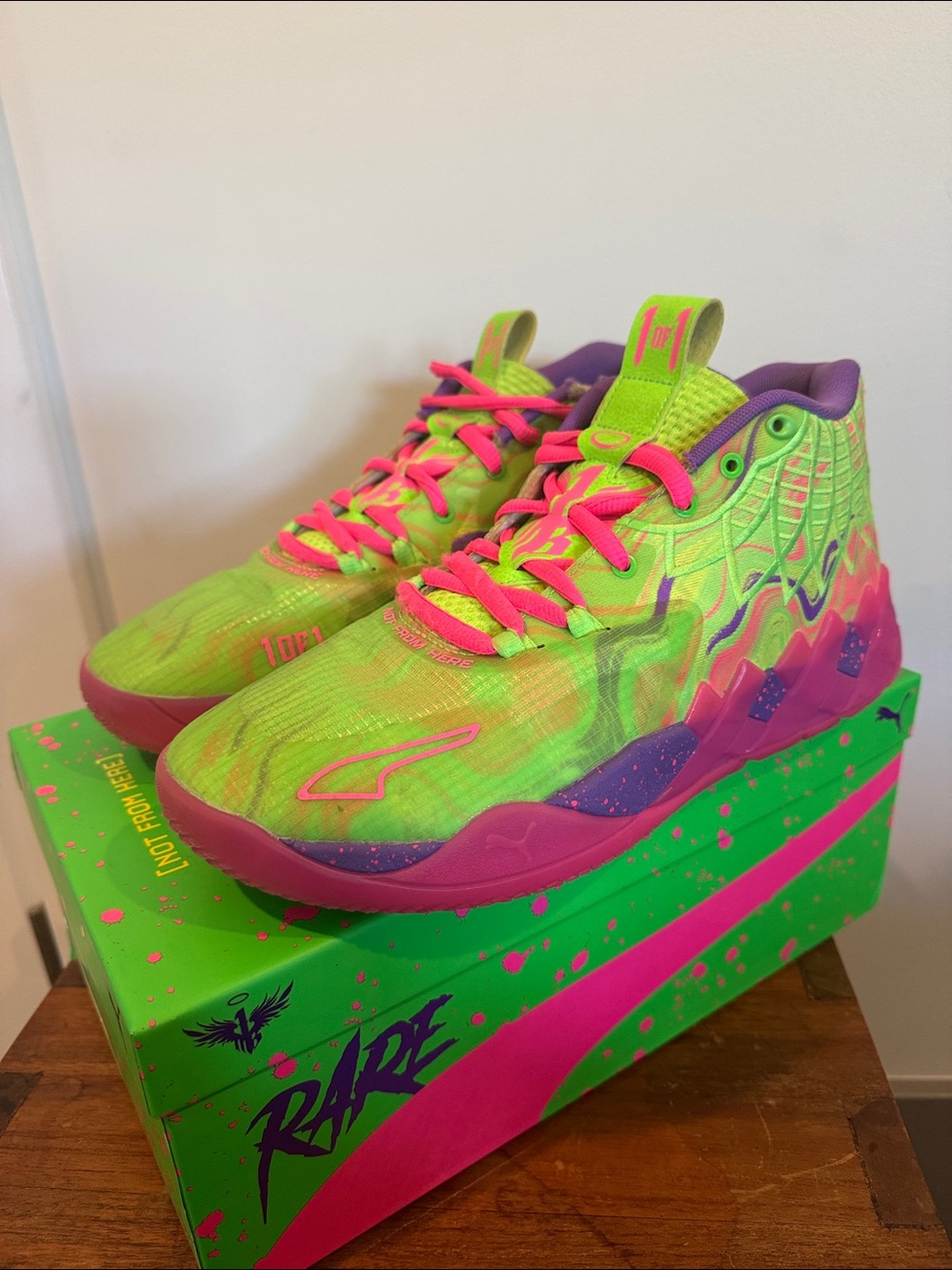 2024 Puma MB.01 'Inverse Toxic' Sneakers hot pink, green, purple